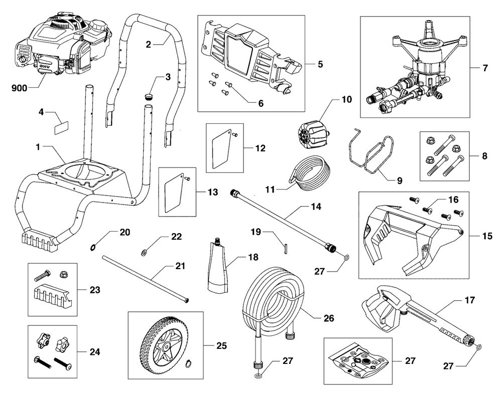 Main Unit (80084425) Diagram and Parts List for 020772-00  Briggs and Stratton Pressure Washer
